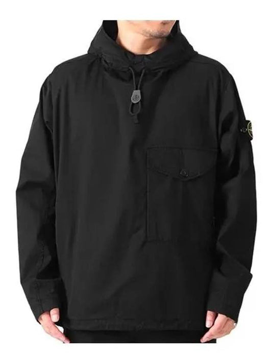 Supima Logo Patch Cotton Twill Anorak Black - STONE ISLAND - BALAAN 2