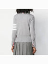 Milano Stitch 4 Bar Classic V Neck Fine Merino Wool Cardigan Grey - THOM BROWNE - BALAAN 4