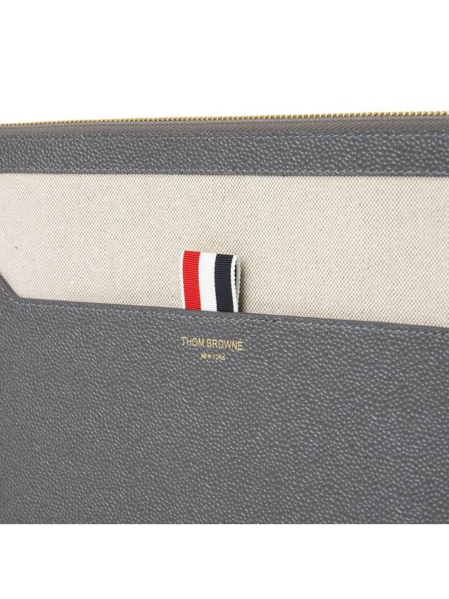 RWB Stripe Two-Tone Canvas Clutch Bag Beige Grey - THOM BROWNE - BALAAN 6