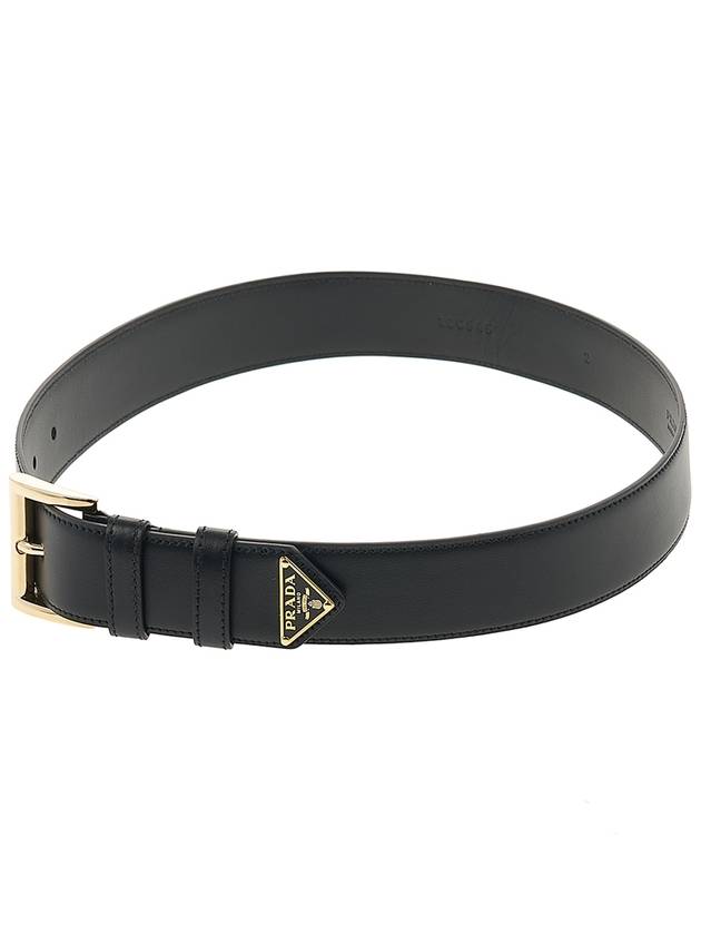 Triangle Logo Plaque City Leather Belt Black - PRADA - BALAAN 6