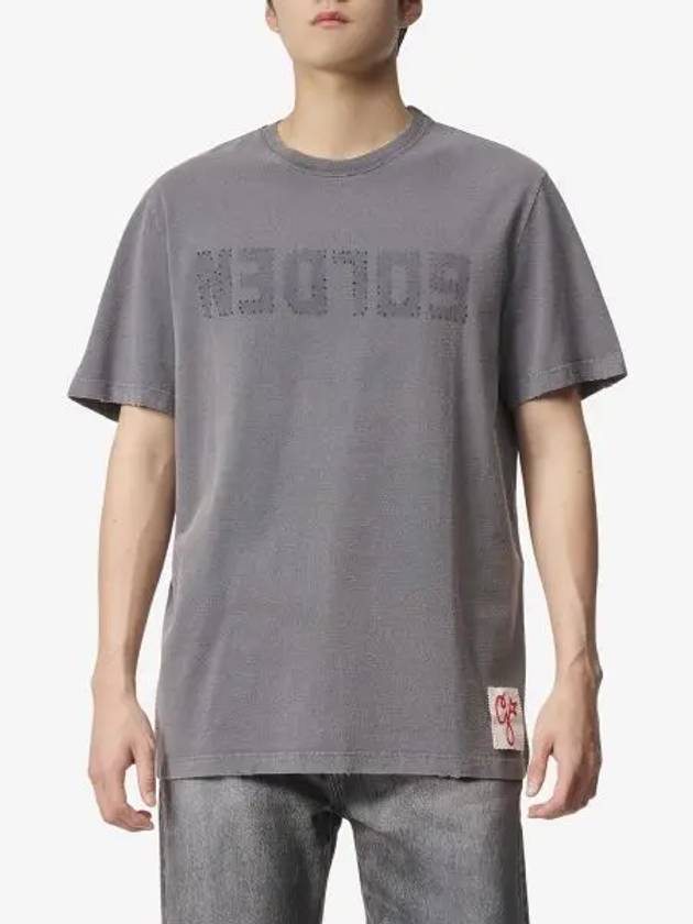 Golden Lettering Cotton Short Sleeve T-Shirt Grey - GOLDEN GOOSE - BALAAN 2