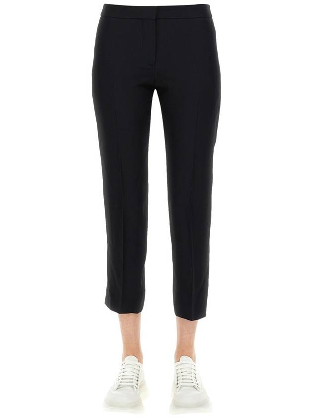 Women's Leaf Crepe Cigarette Straight Pants Black - ALEXANDER MCQUEEN - BALAAN 2