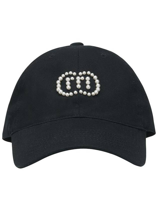 Women’s Pearl Stud Symbol Logo Soft Type Black Ball Cap DO9242AC17 - DOYOUKNOWMC GOLF WEAR - BALAAN 1