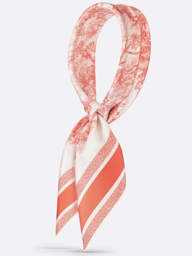 Toile de Jouy Sauvage 90 Square Scarf White Coral - DIOR - BALAAN 4