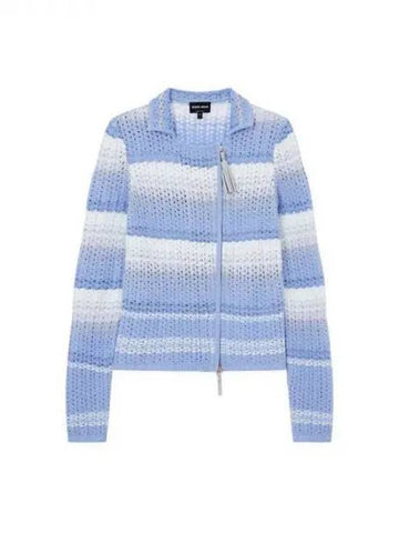 Armani Wonder Week 10 Women s Tassel Zipper Knitted Collar Jacket Blue 271097 - GIORGIO ARMANI - BALAAN 1