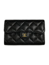 Classic Flap Caviar Gold Hardware Medium Wallet Black - CHANEL - BALAAN 2