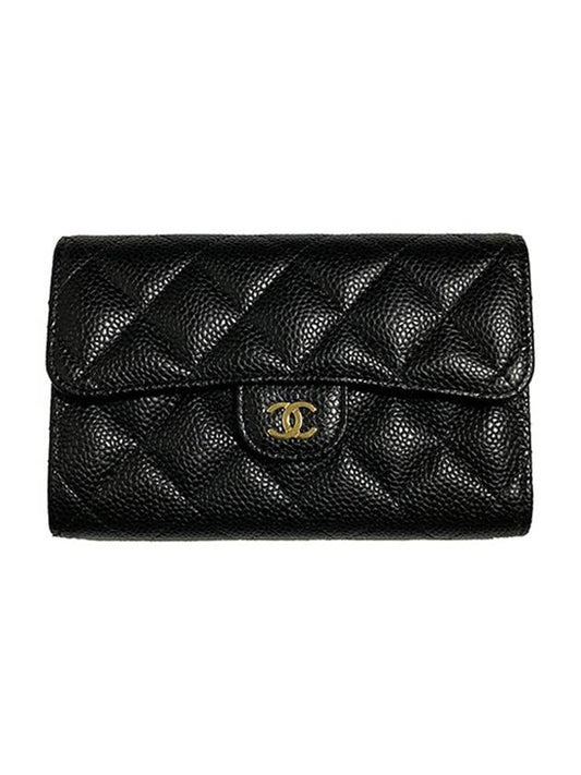 Classic Flap Caviar Gold Hardware Medium Wallet Black - CHANEL - BALAAN 2