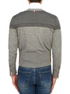 Jacquard Merino Jersey V-Neck Yoke Cardigan Light Grey - THOM BROWNE - BALAAN 6