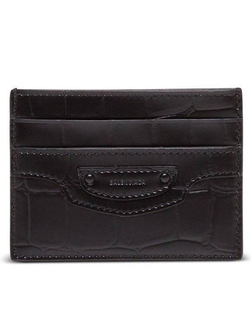 Neo Classic Crocodile Effect Card Wallet Black - BALENCIAGA - BALAAN 1