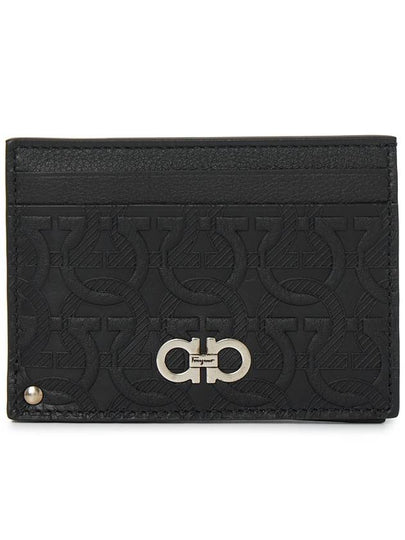 Gancini Embossed Card Wallet Black - SALVATORE FERRAGAMO - BALAAN 2