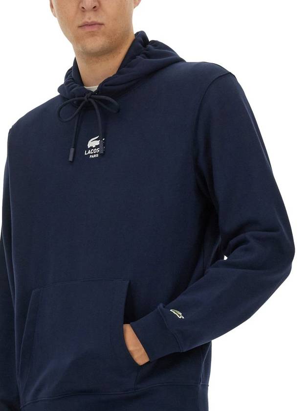 Print Hoodie Navy Blue - LACOSTE - BALAAN 5