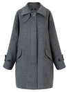 Mars Wool Hidden Button Half Coat Charcoal MARS12CH - RAMUSTUDIO - BALAAN 2