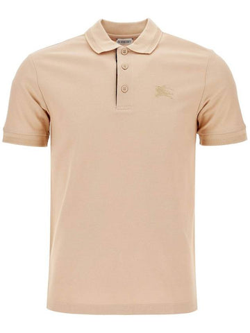 beige cotton polo with ekd embroidered logo - BURBERRY - BALAAN 1