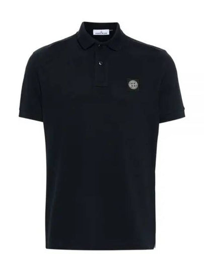 Pique Stretch Cotton Short Sleeve Polo Shirt Navy - STONE ISLAND - BALAAN 2