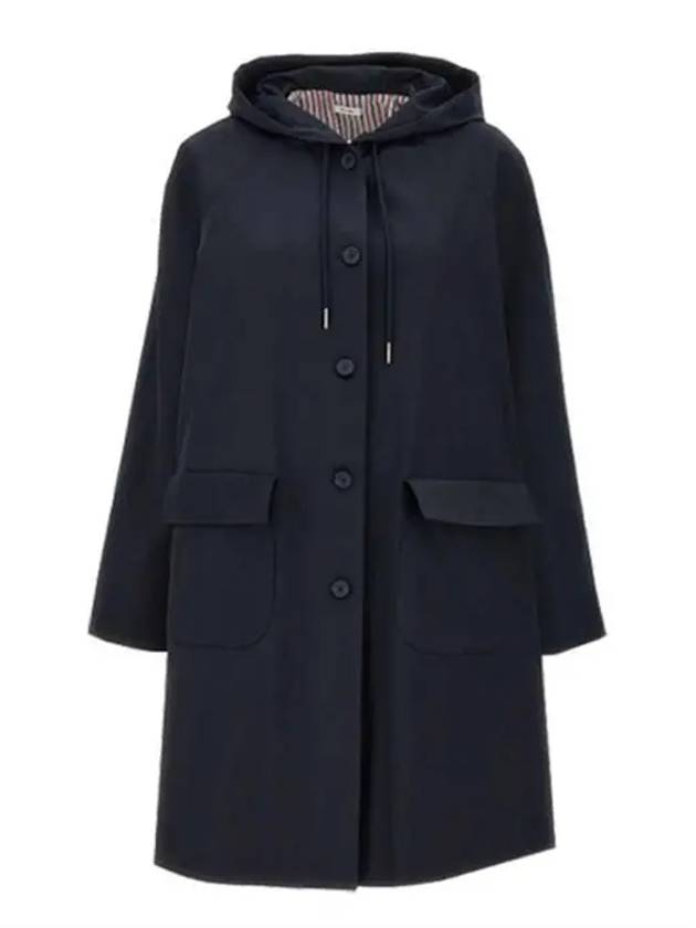 Women's Nylon Tech Hooded Parka Navy - THOM BROWNE - BALAAN 3