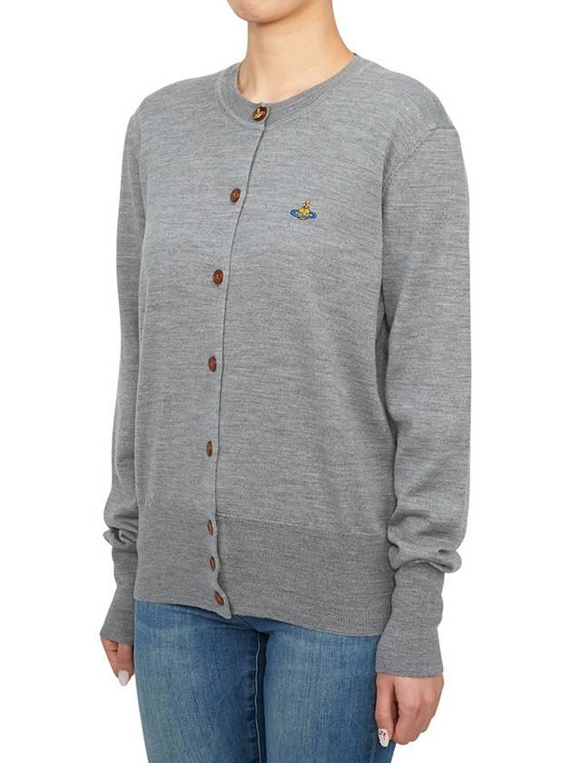 Bea Logo Wool Cardigan Grey - VIVIENNE WESTWOOD - BALAAN 4