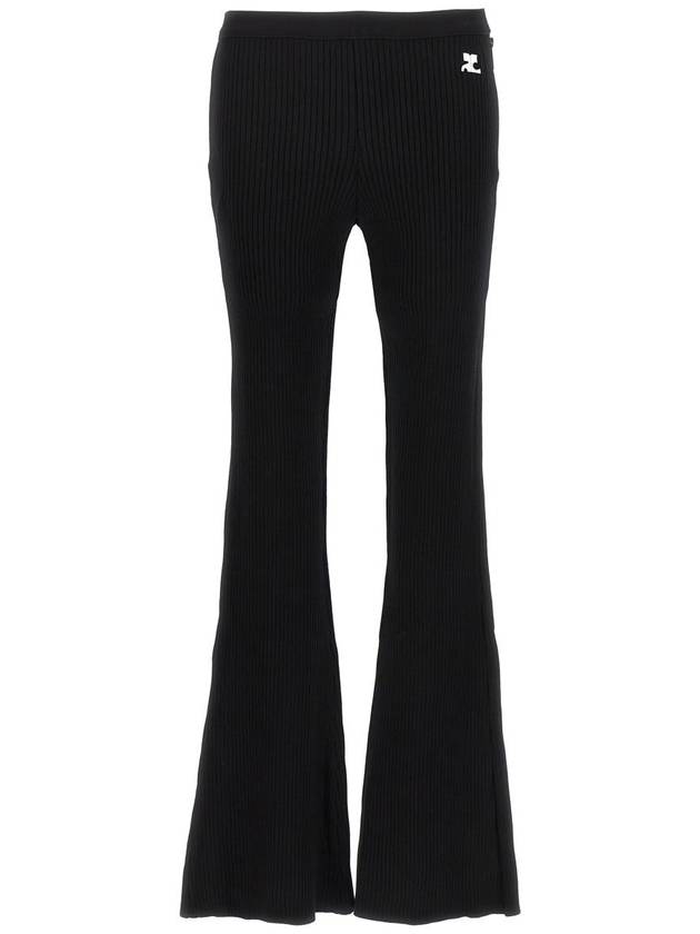 Women's Embroidered Logo Knit Wide Pants Black - COURREGES - BALAAN 2