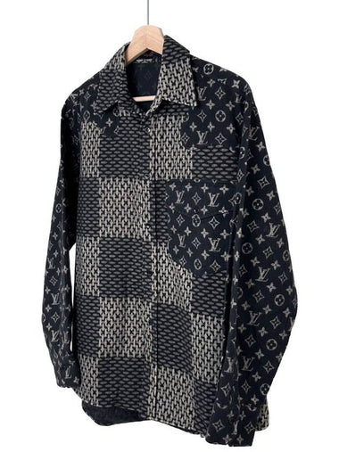 XS LV Nigo Giant Damier Monogram Flannel Shirt Black - LOUIS VUITTON - BALAAN 1