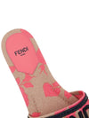 Rose Print Embroidered Logo Canvas Slide Slippers Pink - FENDI - BALAAN 8