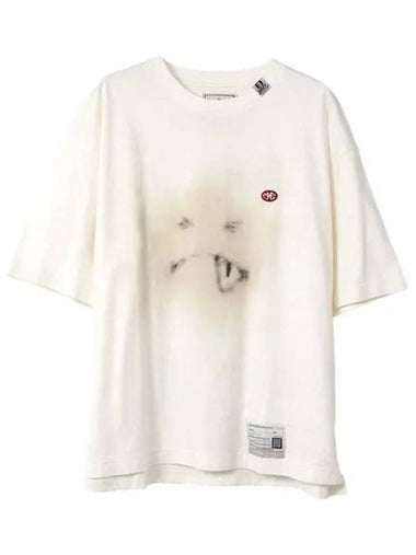 IDomestic ShippingI 24 A12TS661 WHITE Smiley Face Print T Shirt kr 205002 - MIHARA YASUHIRO - BALAAN 1