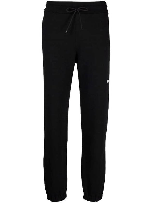 Logo Denim Drawstring Jogger Track Pants Black - MSGM - BALAAN 1