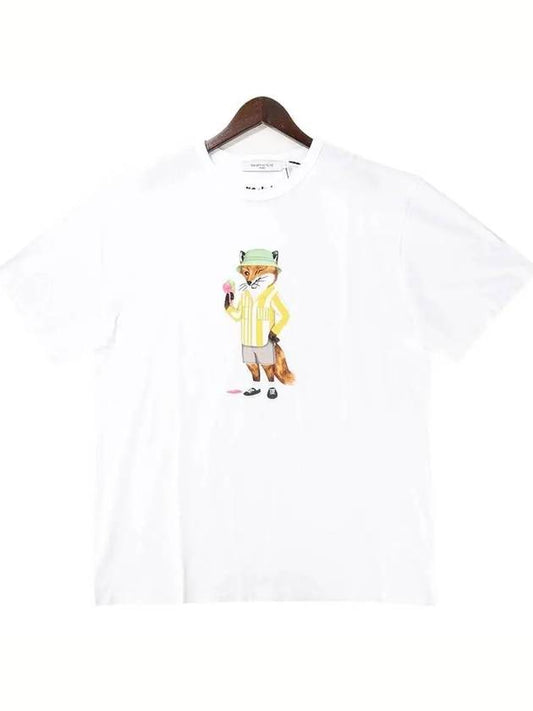 Men s Dressed Fox Short Sleeve T Shirt KM00145KJ0008 WHITE 270117 - MAISON KITSUNE - BALAAN 1