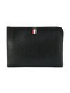 Three Stripes Tab Pebble Document Folio Clutch Bag Black - THOM BROWNE - BALAAN 1