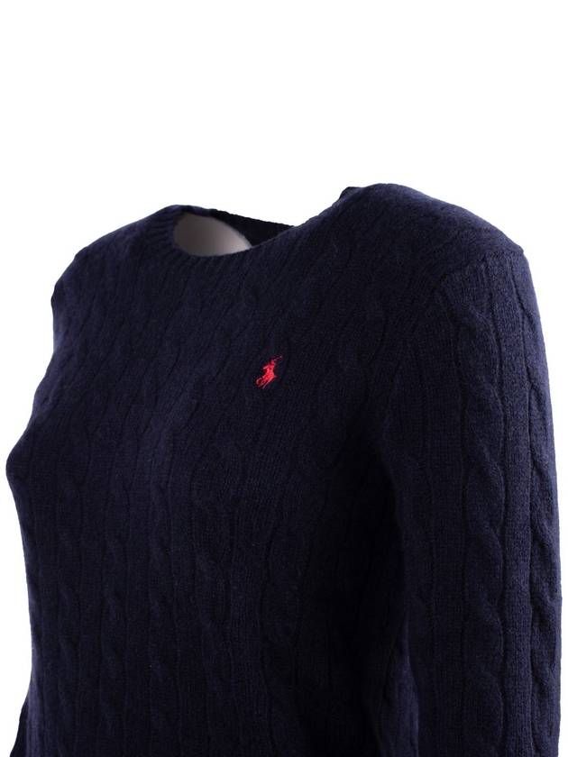 Ralph Lauren Blue Wool And Cashmere Cable Knit Sweater - RALPH LAUREN - BALAAN 3