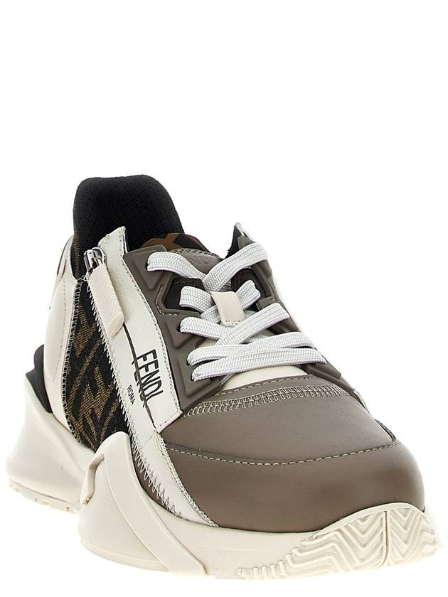 Flow FF Logo Low Top Sneakers Beige - FENDI - BALAAN 4