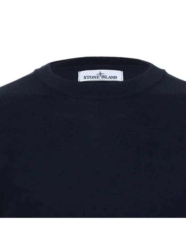 Logo Patch Round Neck Knit Top Navy - STONE ISLAND - BALAAN 4