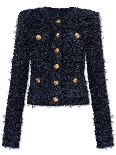 Balmain Tweed Jacket With Lurex Thread, Women's, Navy Blue - BALMAIN - BALAAN 1