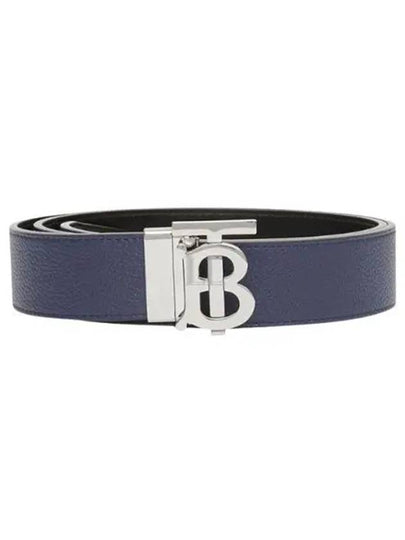 Reversible Monogram Leather Belt Navy - BURBERRY - BALAAN 2