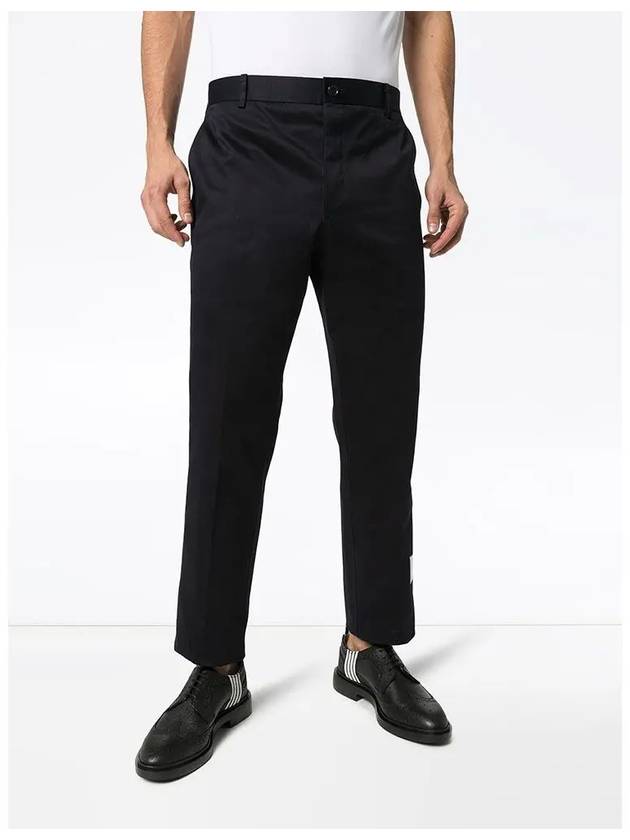 Men's Twill Unconstructed Cotton Straight Pants Navy - THOM BROWNE - BALAAN 5