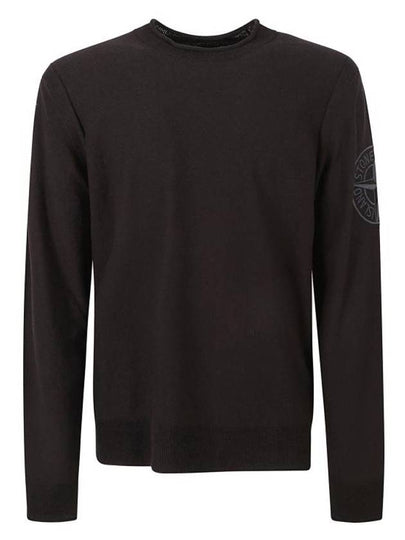 Compass Embroidered Crew Neck Organic Cotton Knit Top Navy - STONE ISLAND - BALAAN 2