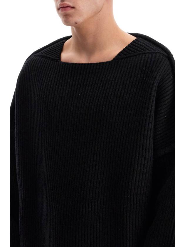 Oversized Fit Rib Knit Top Black - JIL SANDER - BALAAN 5