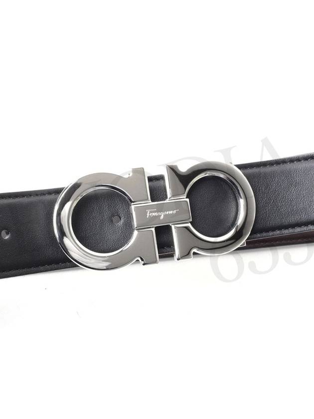 Reversible Gancini Leather Belt Black - SALVATORE FERRAGAMO - BALAAN 6