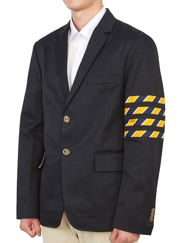 4 Bar Unconstructed Cotton Twill Classic Sports Jacket Navy - THOM BROWNE - BALAAN 3