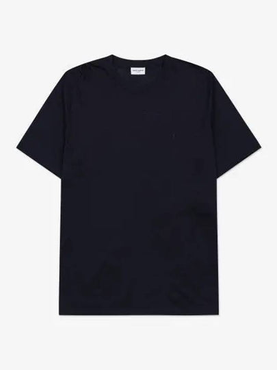 Logo Short Sleeve T-shirt Navy - SAINT LAURENT - BALAAN 2