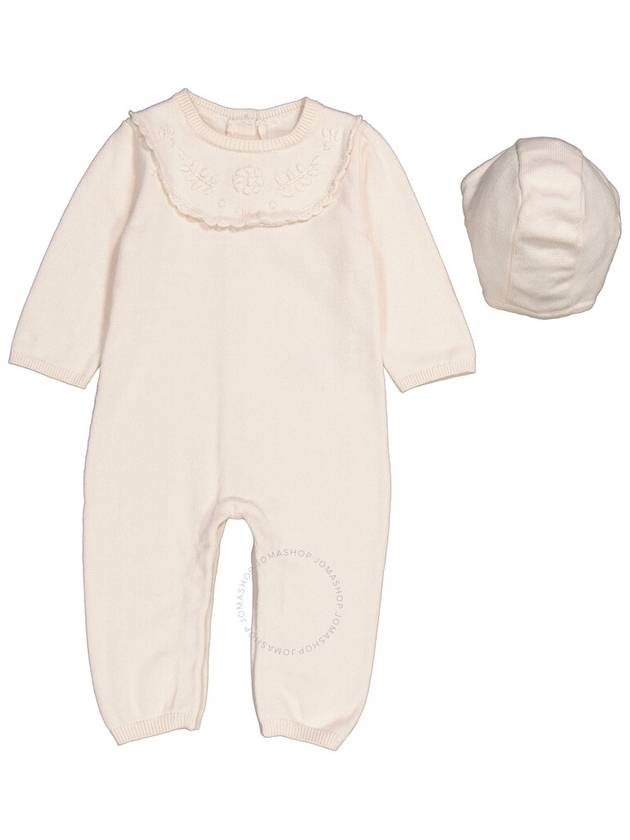 Chloe Floral-Embroidered Knitted Babygrow Set, Size 9M - CHLOE - BALAAN 1