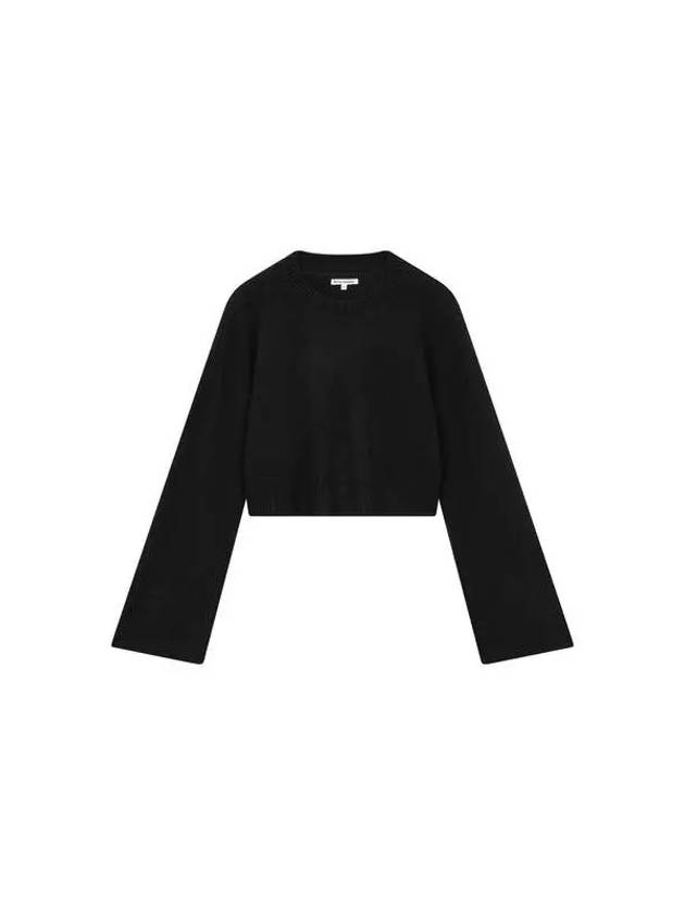 Cashmere Cropped Crewneck Sweater Black - REFORMATION - BALAAN 1