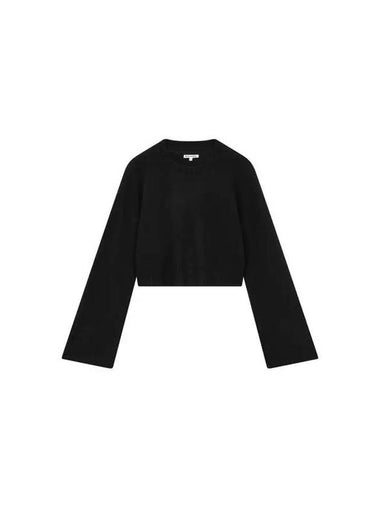 Cashmere Cropped Crewneck Sweater Black - REFORMATION - BALAAN 1