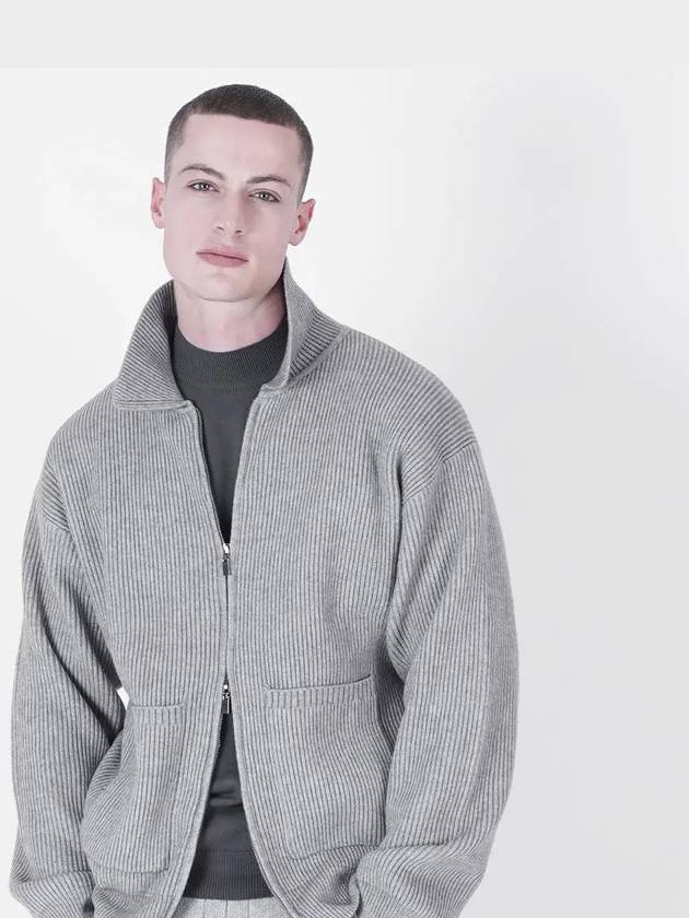 Heavy Knit Two Way Zip Up Grey - CHANCE'S NOI - BALAAN 4