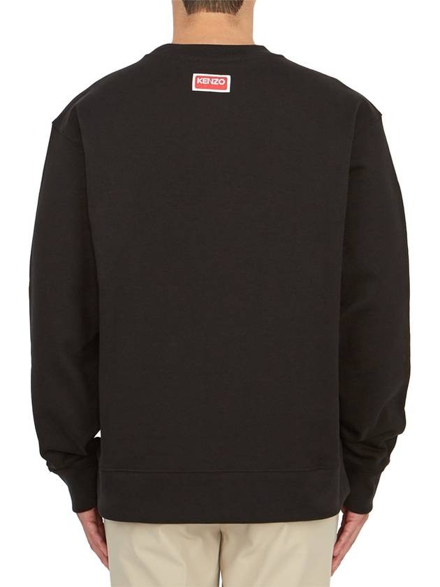 Logo Print Crew Neck Sweatshirt Black - KENZO - BALAAN 5