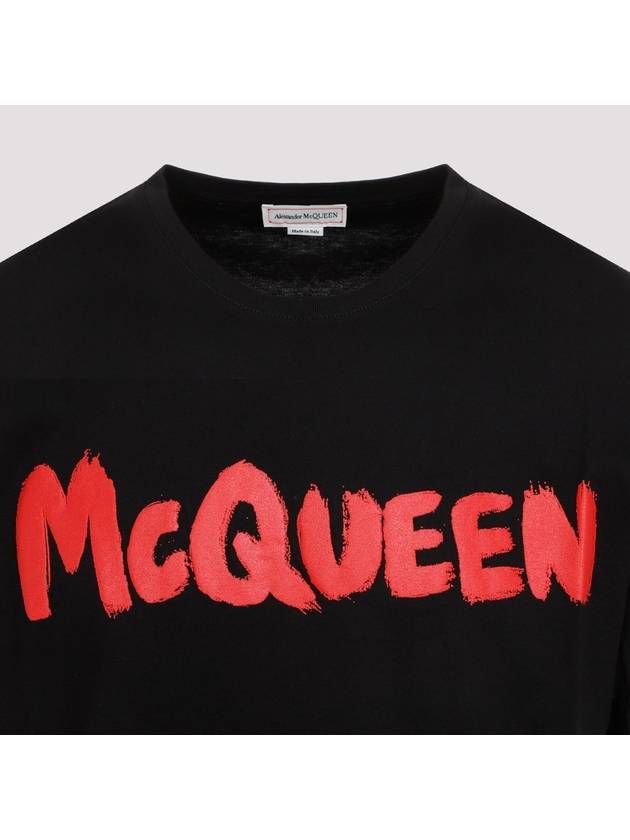 Graffiti Logo Print Short Sleeve T-Shirt Red Black - ALEXANDER MCQUEEN - BALAAN 5