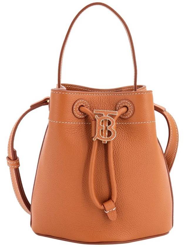 TB Mini Leather Bucket Bag Warm Russet Brown - BURBERRY - BALAAN 1