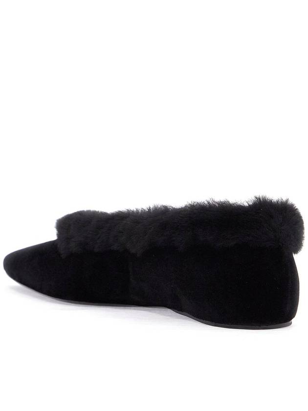 black velvet ballerinas with shearling trim - TOTEME - BALAAN 3