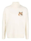 Men's Fox Head Patch Oversized Wool Turtleneck Ecru - MAISON KITSUNE - BALAAN 2