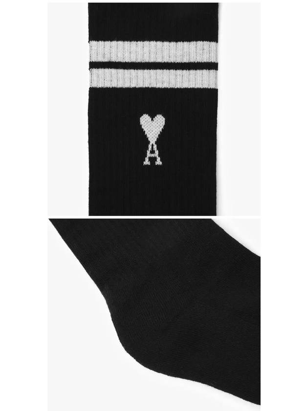 De Coeur Heart Logo Striped Socks Black - AMI - BALAAN 4