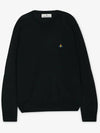 Logo Embroided Merino Wool Knit Top Black - VIVIENNE WESTWOOD - BALAAN 3