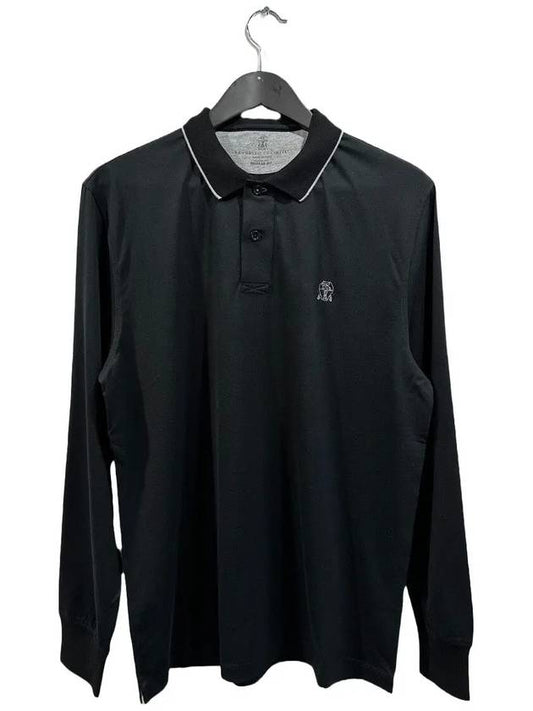 embroid logo long sleeve PK shirt black - BRUNELLO CUCINELLI - BALAAN 2